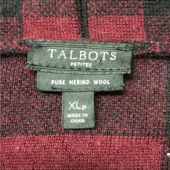 Talbots Women’s Open Front Pure Merino Wool Buffalo Plaid Sweater Cardigan - Picture 6 of 7